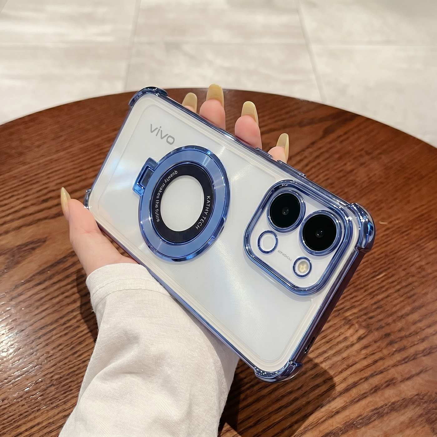 Vivo Y51 Pro 5G Original Luxury Magnifier Ring Stand Shockproof Airbags Corner Case