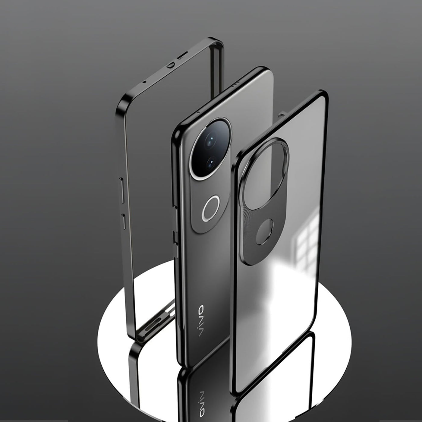 Vivo V50 5G Aluminium Metal Bumper Shield Transparent Back Case