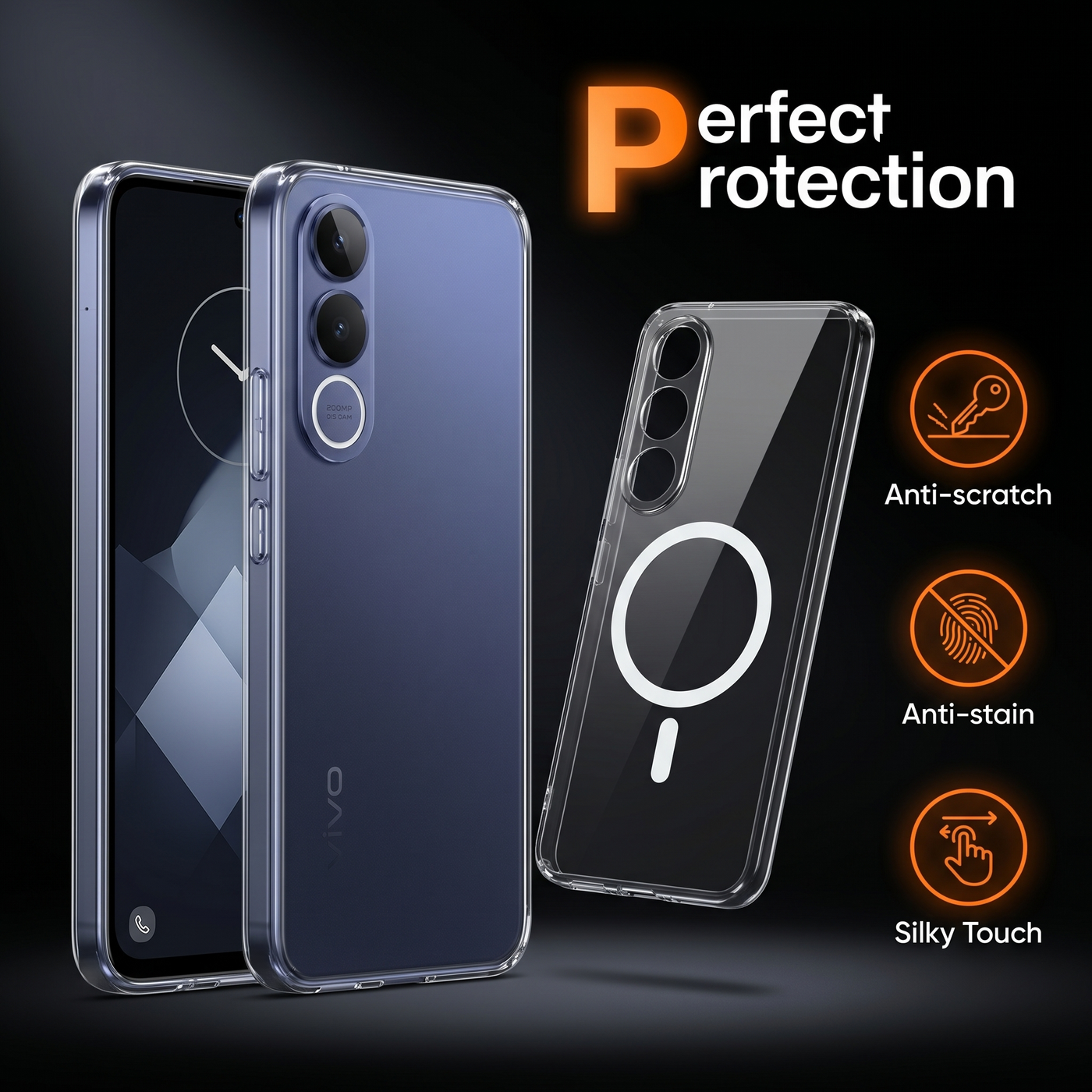 Vivo V70 FE 5G Clear Anti-Yellow MagSafe Protective Case