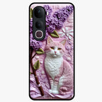 Vivo Y400 Pro 5G Lavender Cat Floral Glass Case