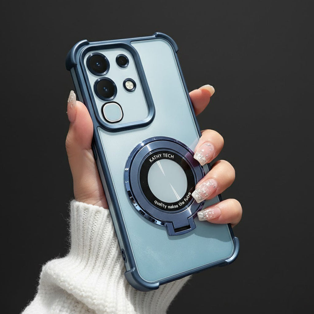 Vivo Y31 Pro 5G Original Luxury Magnifier Ring Stand Shockproof Airbags Corner Case