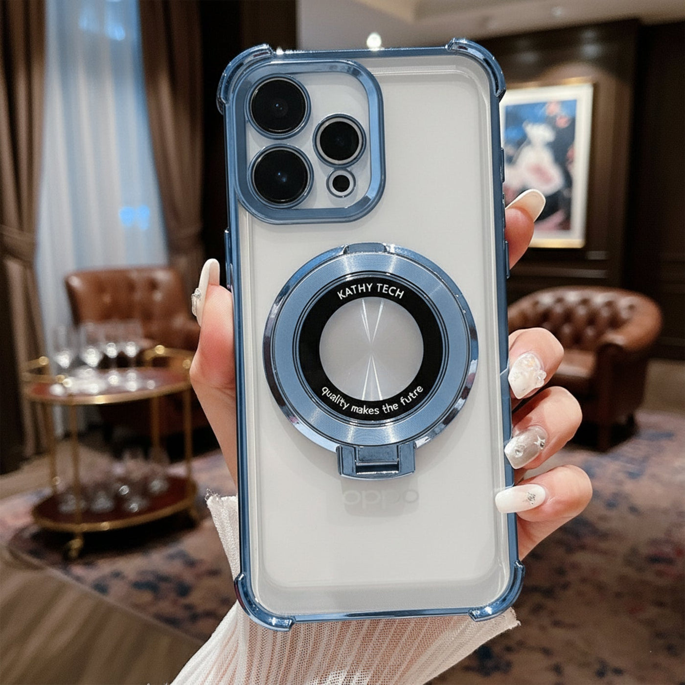 Oppo Reno 15 5G Original Luxury Magnifier Ring Stand Shockproof Airbags Corner Case