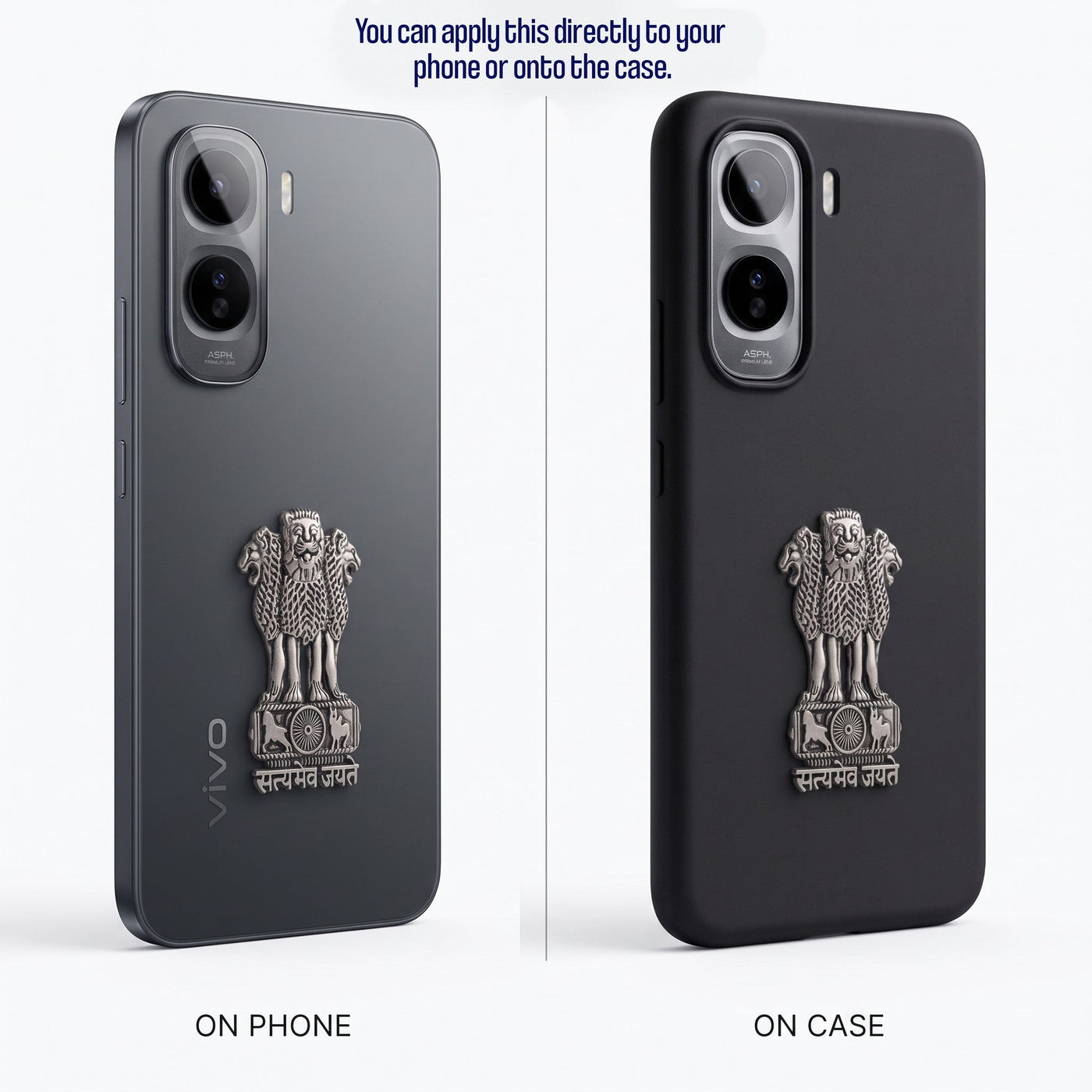 Vivo T5 Pro 5G Compatible Satyamev Jayate 3D Metal Emblem Sticker