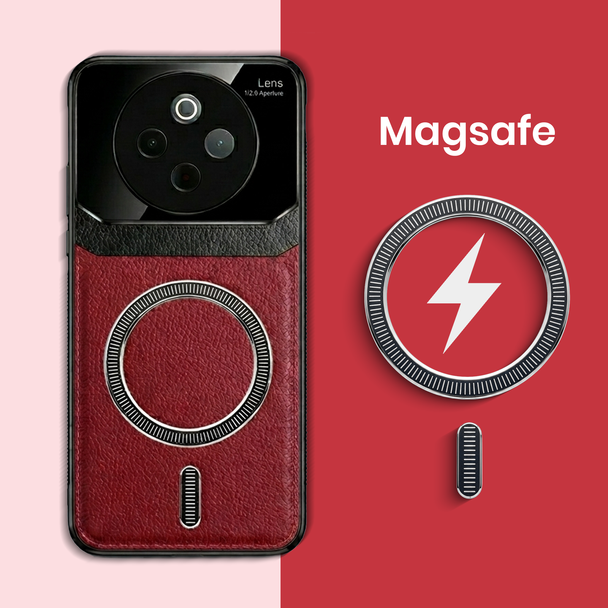 Vivo T4 5G Premium Magsafe Magnetic Leather Lens Protective Case