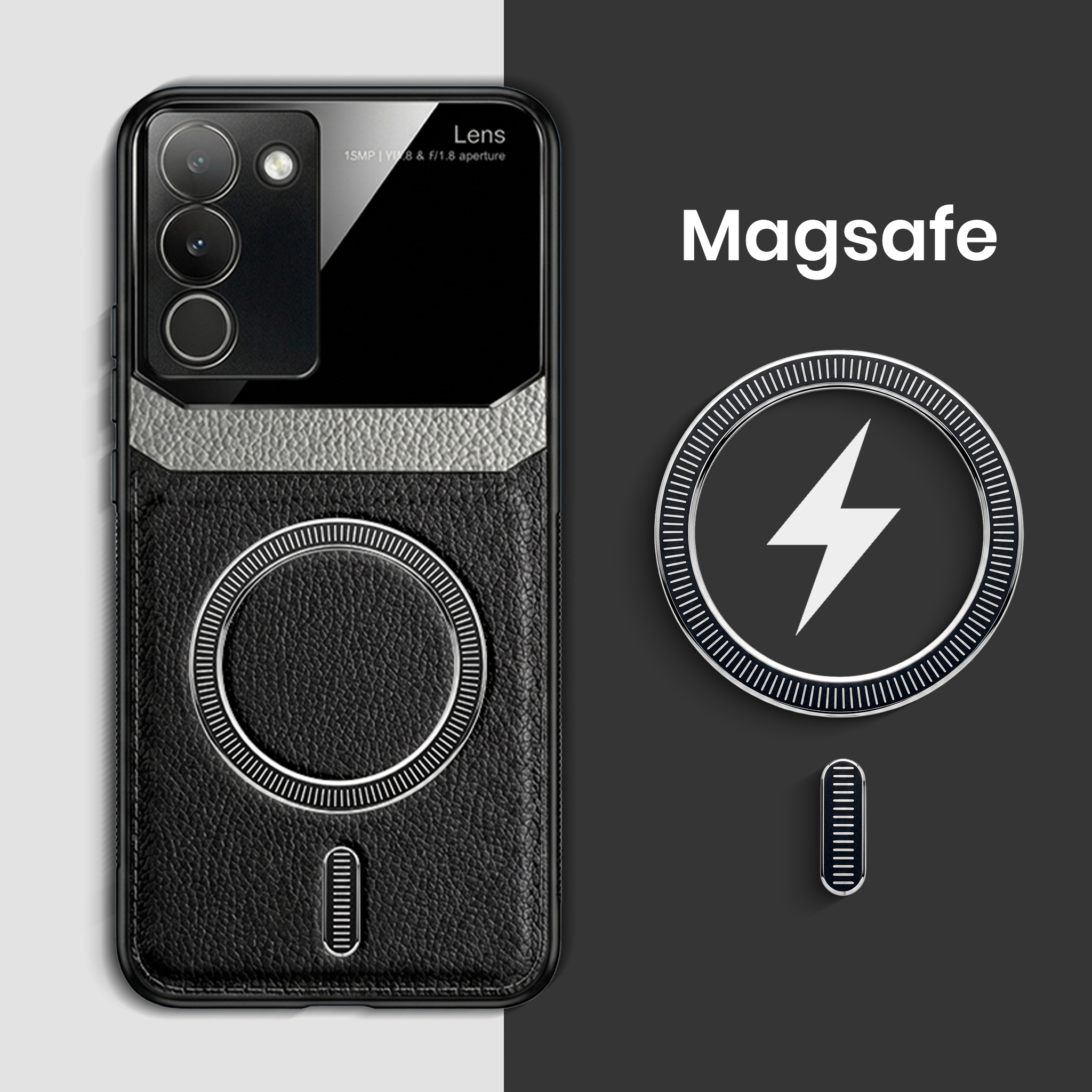 Vivo Y200 5G Premium Magsafe Magnetic Leather Lens Protective Case