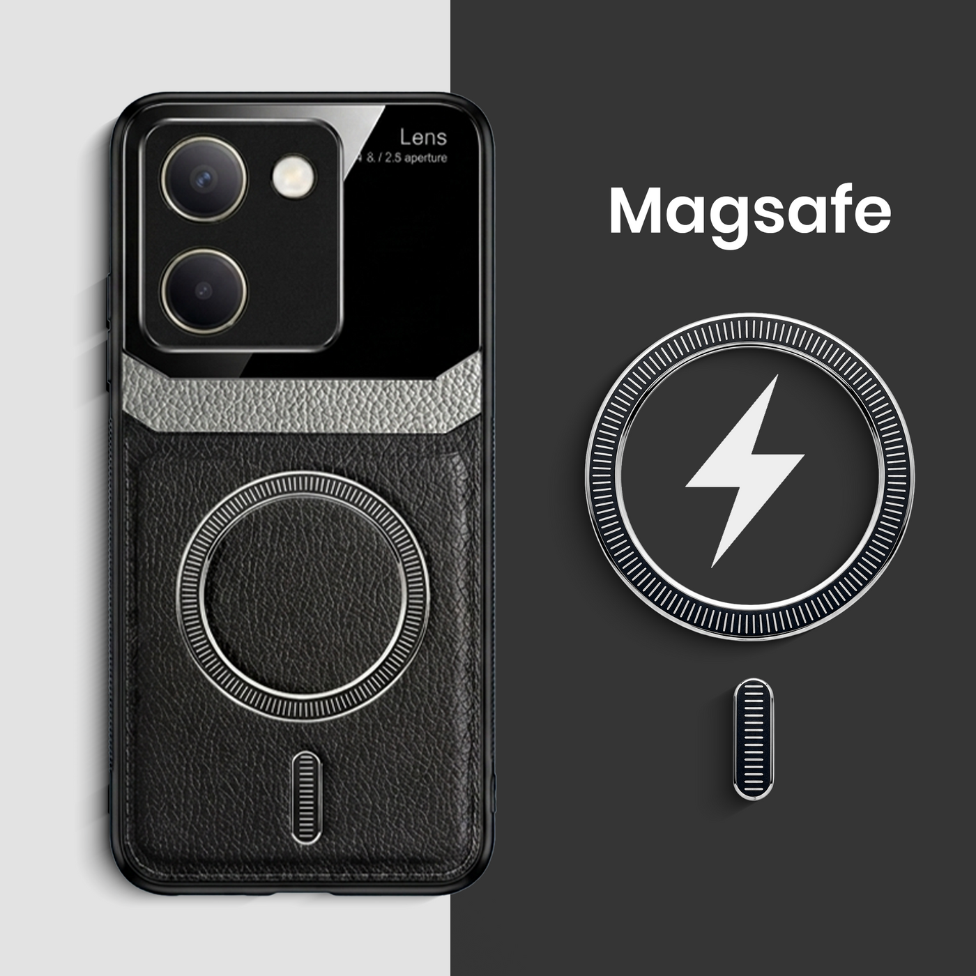 Vivo Y200 Pro 5G Premium Magsafe Magnetic Leather Lens Protective Case