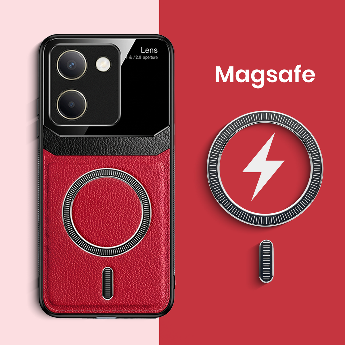 Vivo Y200 Pro 5G Premium Magsafe Magnetic Leather Lens Protective Case
